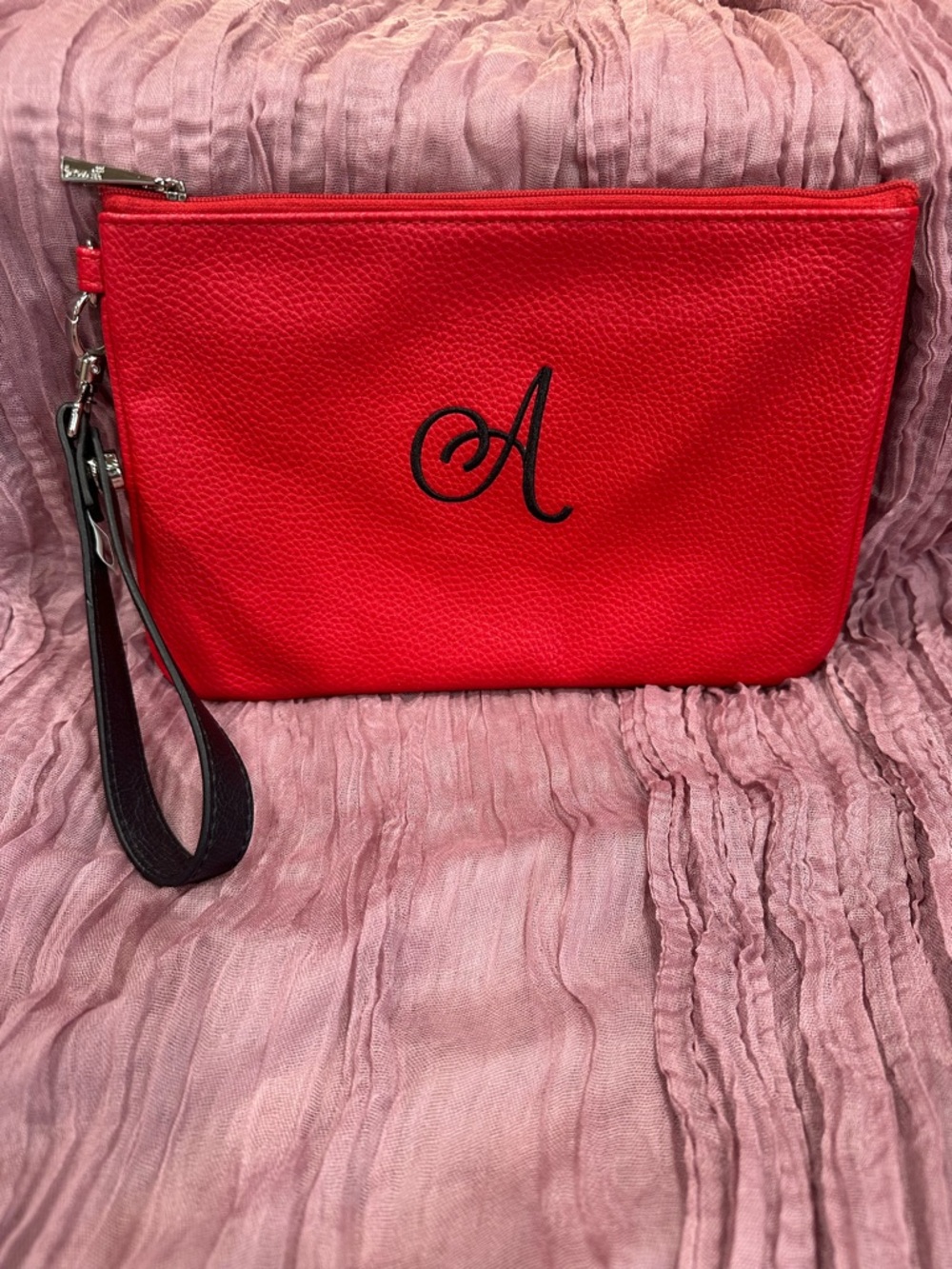 Red Monogram Wristlet Clutch - Stylish A Initial